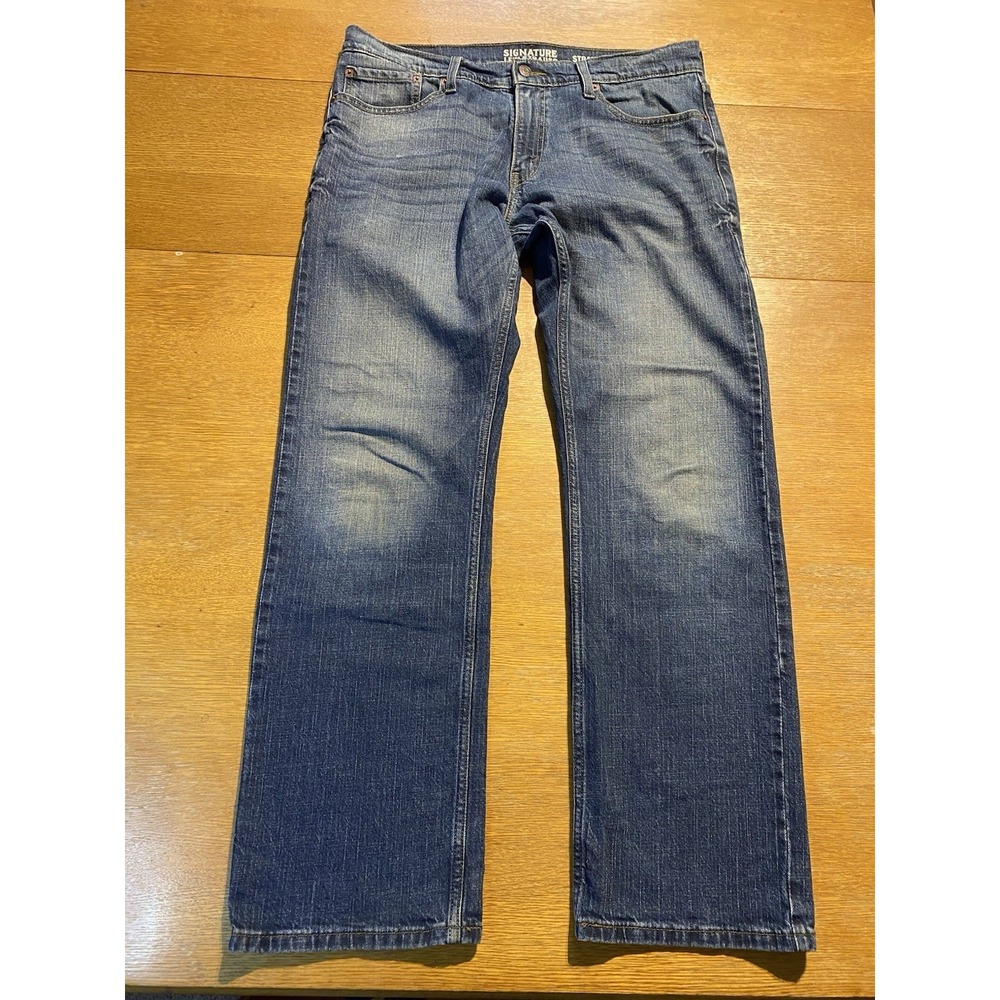 Signature Levi Strauss Jeans Men 34x32 Blue Straight American Medium Denim‎